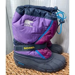 Sorel Youth Flurry Boots Insulated Snow Winter Warm Liners Purple Sz 6